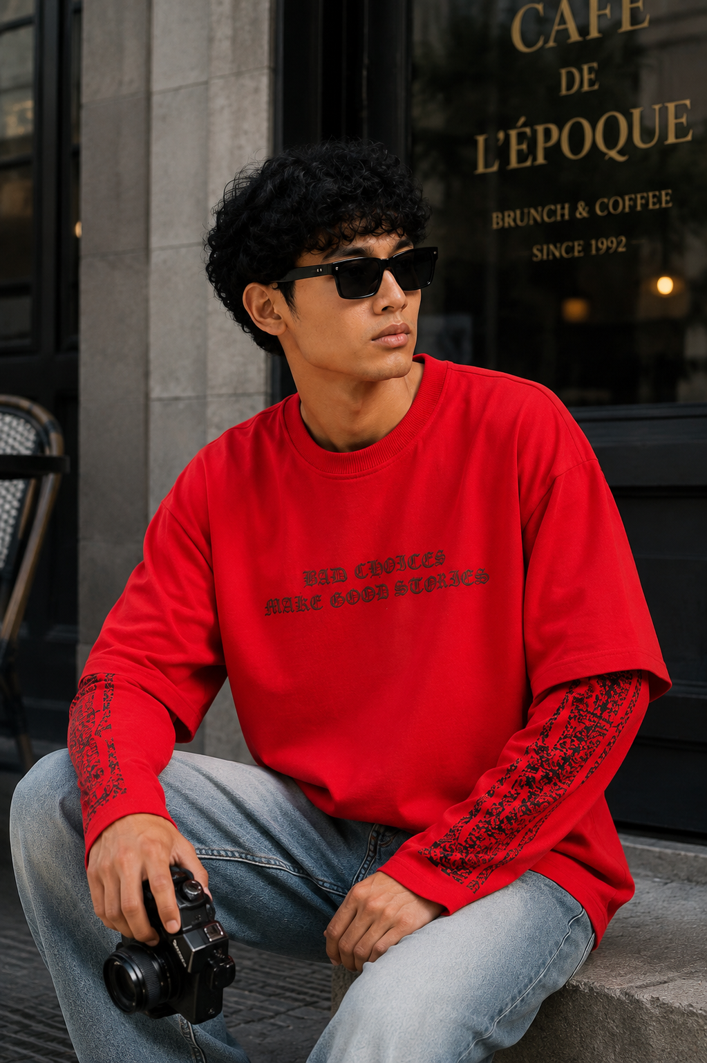 DR SLEEVES™ BAD CHOICES EDITION | Oversized 100% Pure Cotton T-Shirt | Grunge Graphic Sleeves