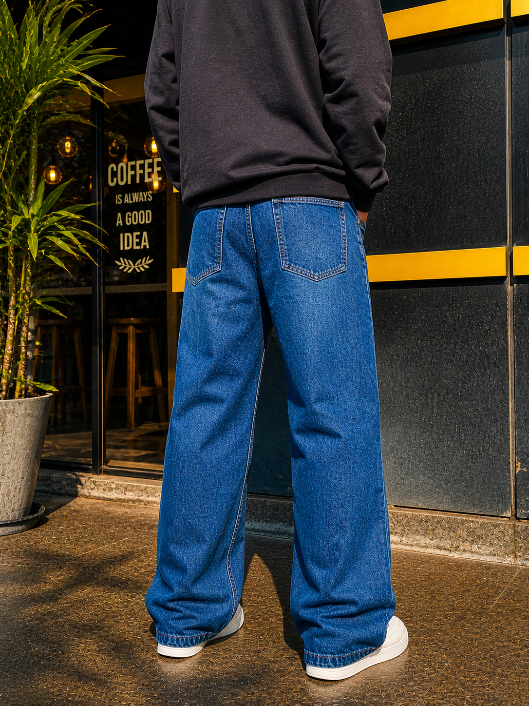 BLUE STRAIGHT FIT BAGGY JEANS