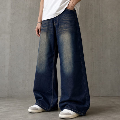 DARK BLUE DOUBLE SHADE WIDE LEG BAGGY