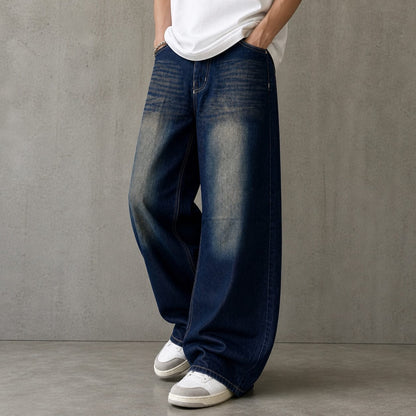 DARK BLUE DOUBLE SHADE WIDE LEG BAGGY