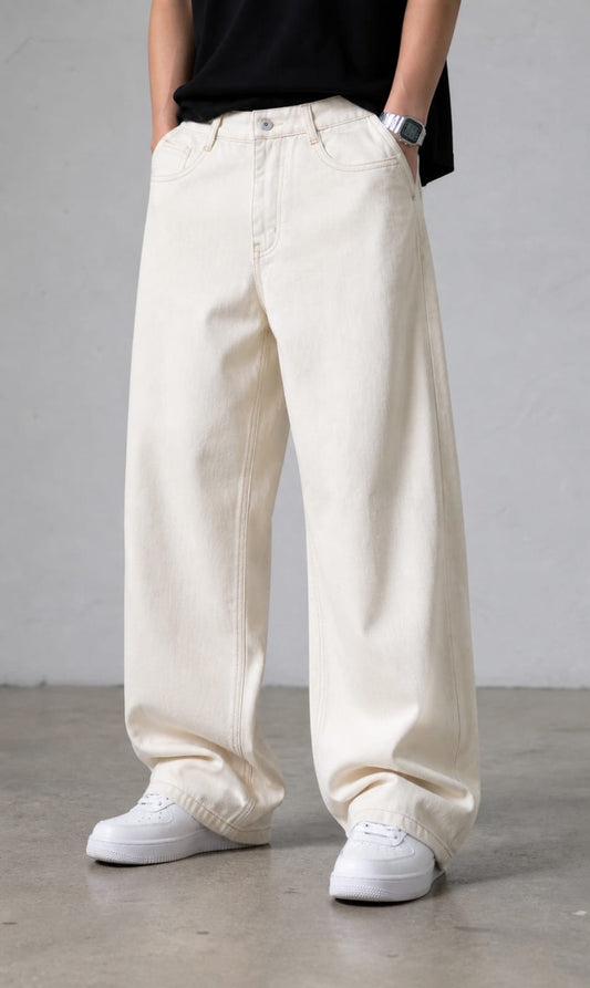 WHITE WIDE LEG BAGGY