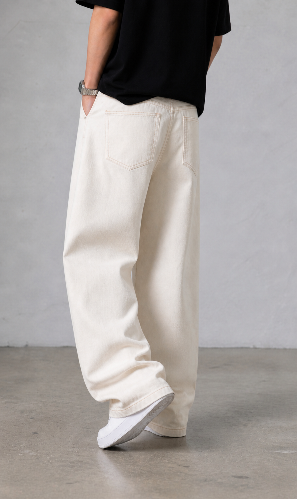 WHITE WIDE LEG BAGGY
