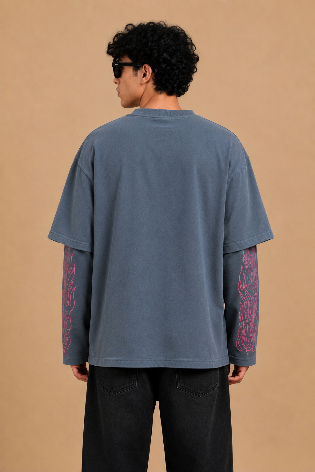 DR SLEEVES™ FIRE EDITION | Oversized 100% Pure Cotton T-Shirt | Flame Print Sleeves
