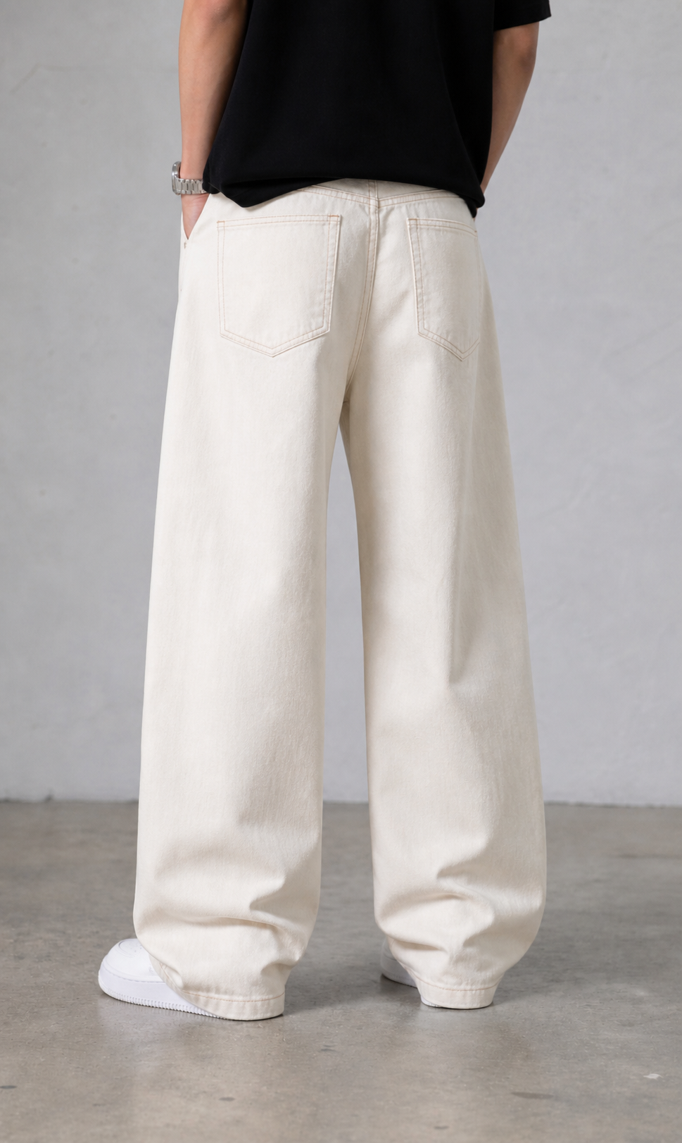 WHITE WIDE LEG BAGGY
