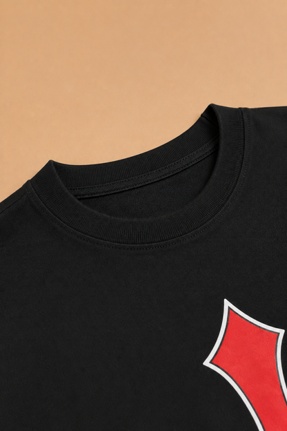 Chrome Cross Graphic Heavy Cotton Waffle Fit T-Shirt – Premium Oversized Streetwear