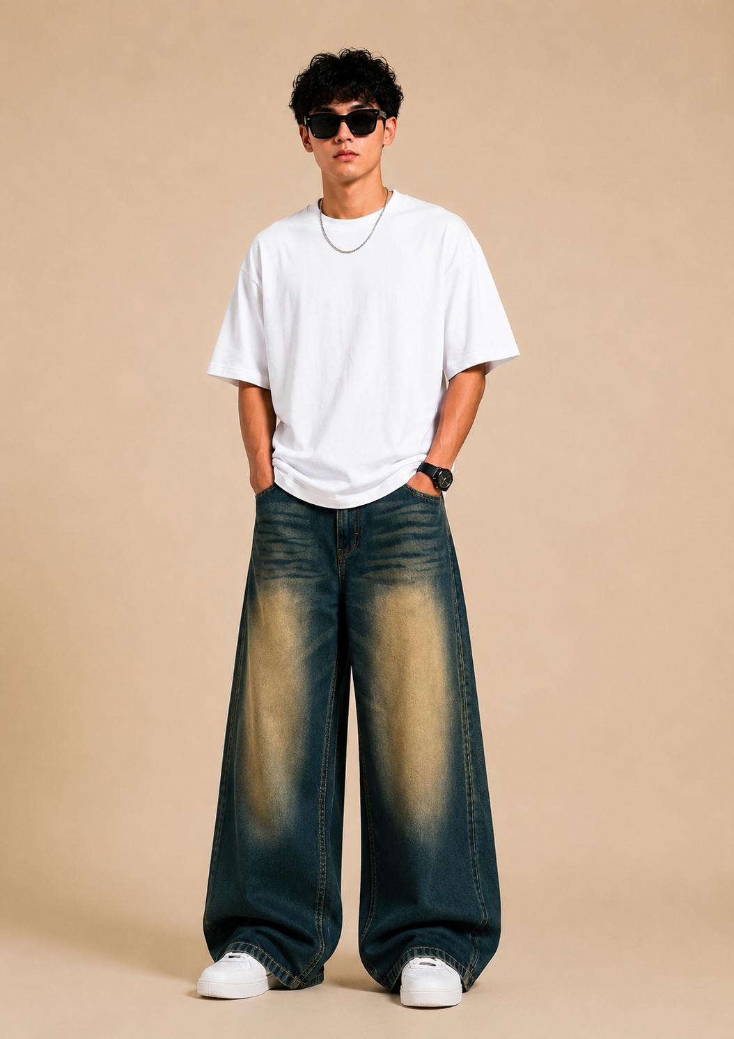 Blue Washed Wide Leg Baggy Fit Denim Jeans for Men | Premium Streetwear Jeans