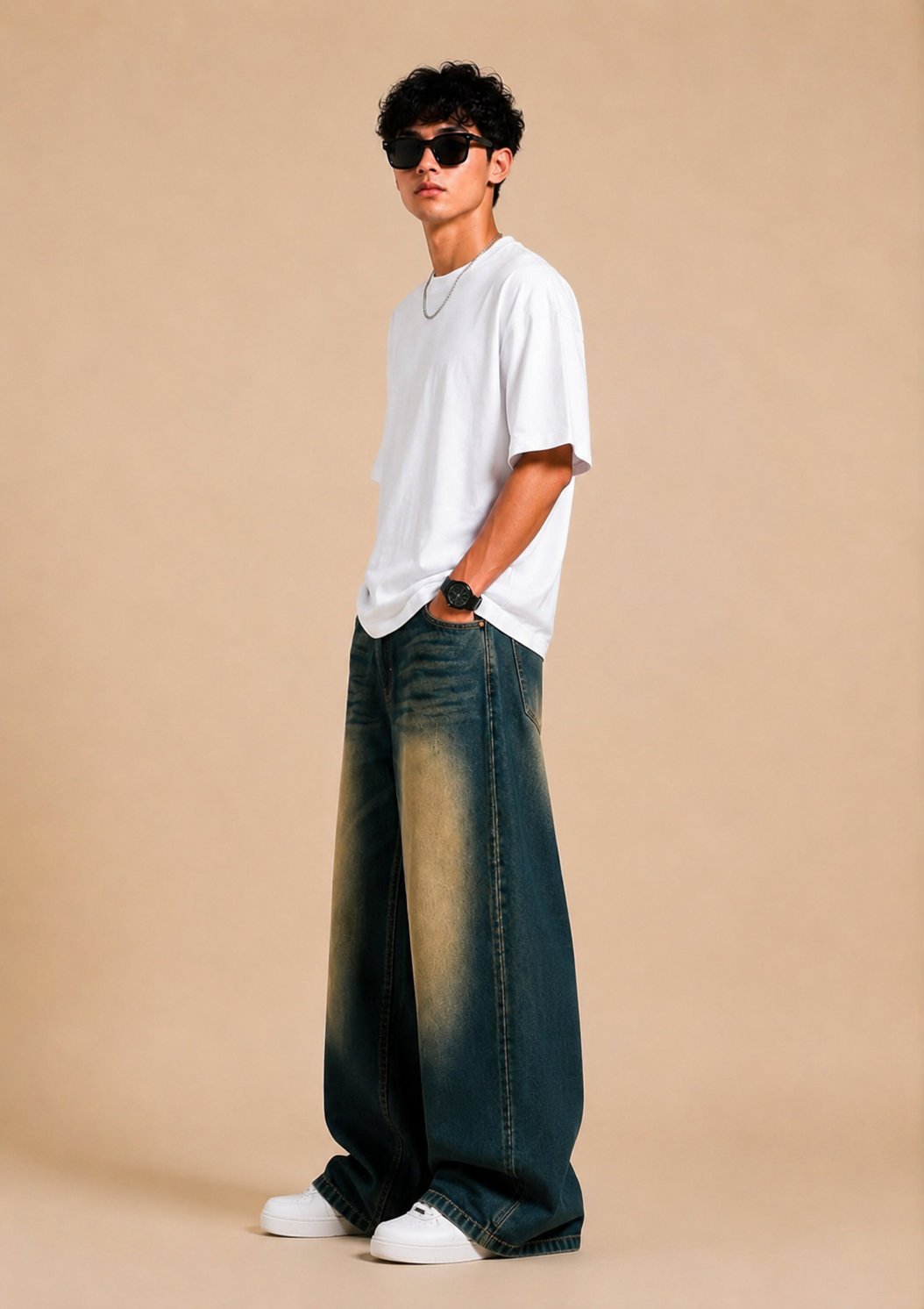 Blue Washed Wide Leg Baggy Fit Denim Jeans for Men | Premium Streetwear Jeans