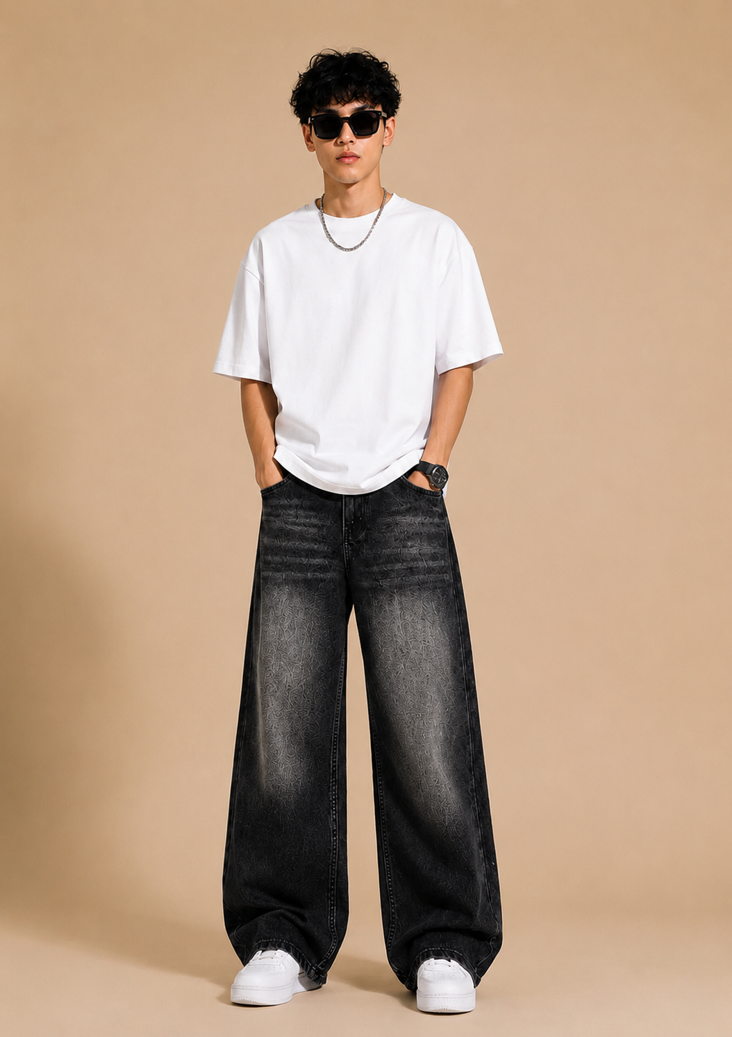 Men’s Black Wide Leg Baggy Jeans | Relaxed Fit Denim | Streetwear Fashion