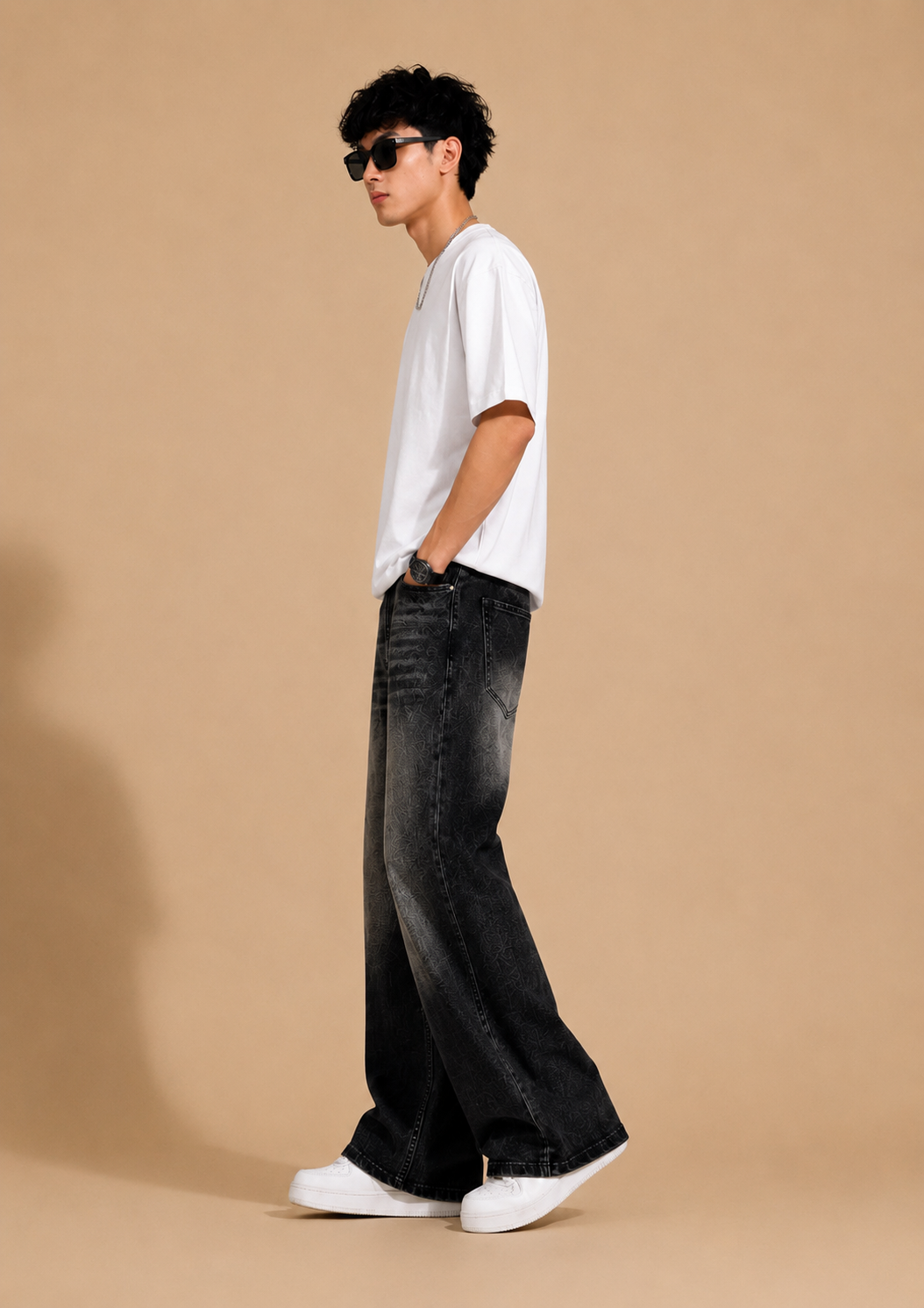 Men’s Black Wide Leg Baggy Jeans | Relaxed Fit Denim | Streetwear Fashion