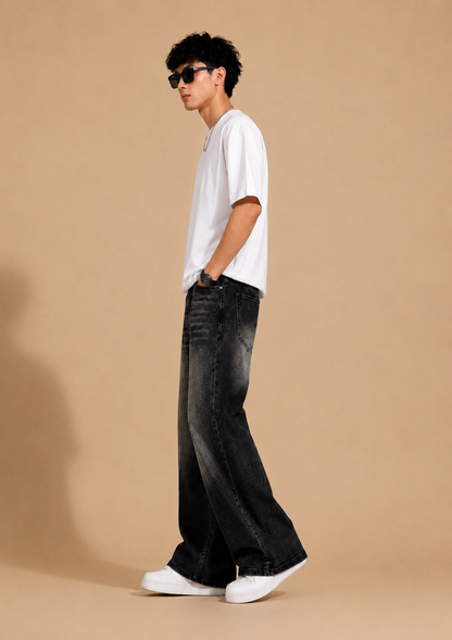 Men’s Black Wide Leg Baggy Jeans | Relaxed Fit Denim | Streetwear Fashion
