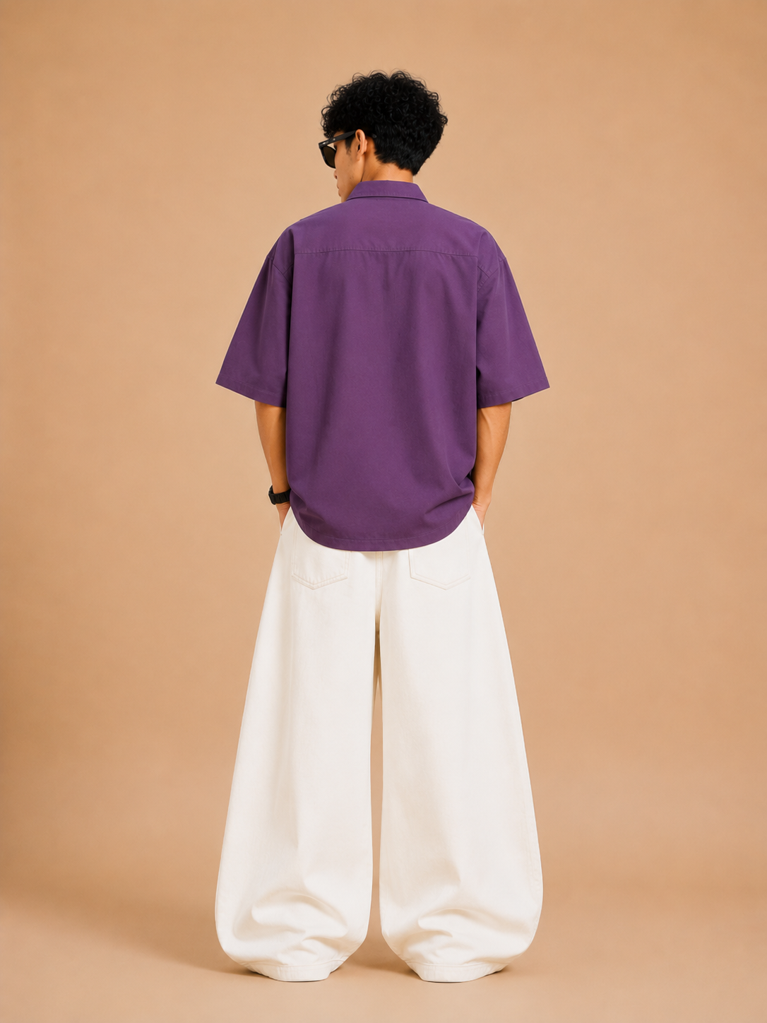 Urban Bloom Purple Boxy Fit Cotton Shirt for Men | Drop Shoulder Oversized Trendy Shirt