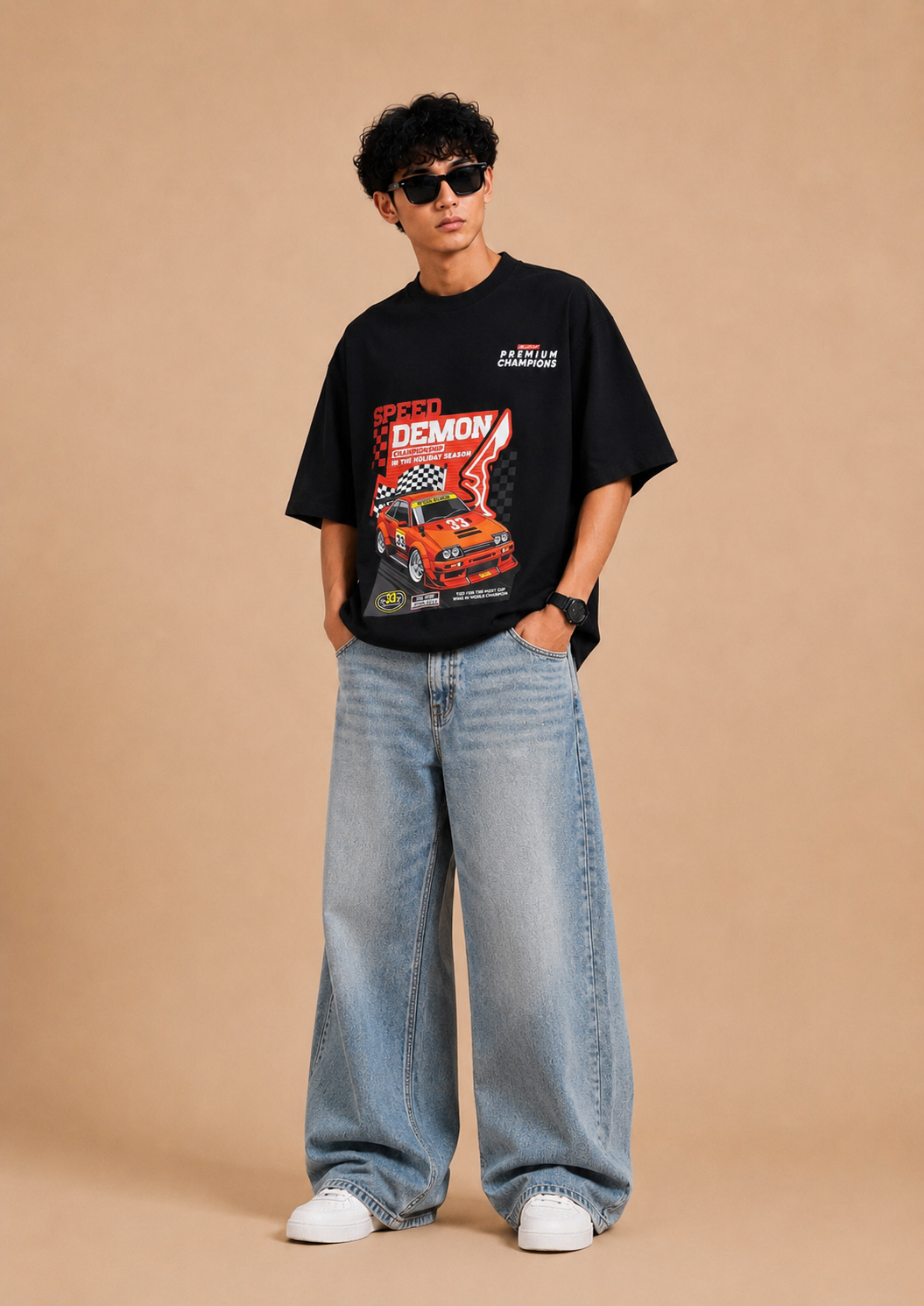 Speed Demon Oversized Drop Shoulder T-Shirt – Premium Cotton Loose Fit