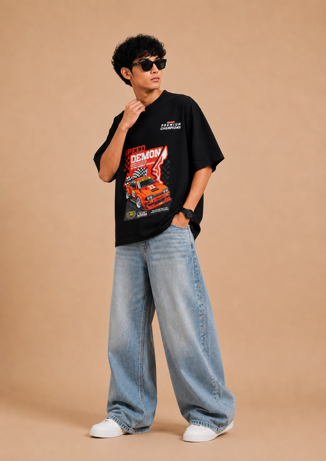 Speed Demon Oversized Drop Shoulder T-Shirt – Premium Cotton Loose Fit