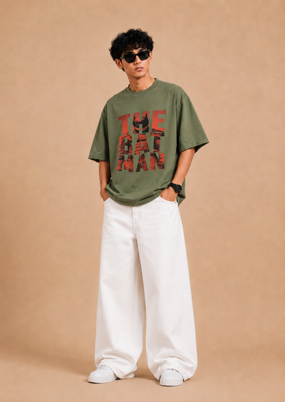 Urban Heritage Oversized Cotton Drop Shoulder T-Shirt – Olive Green