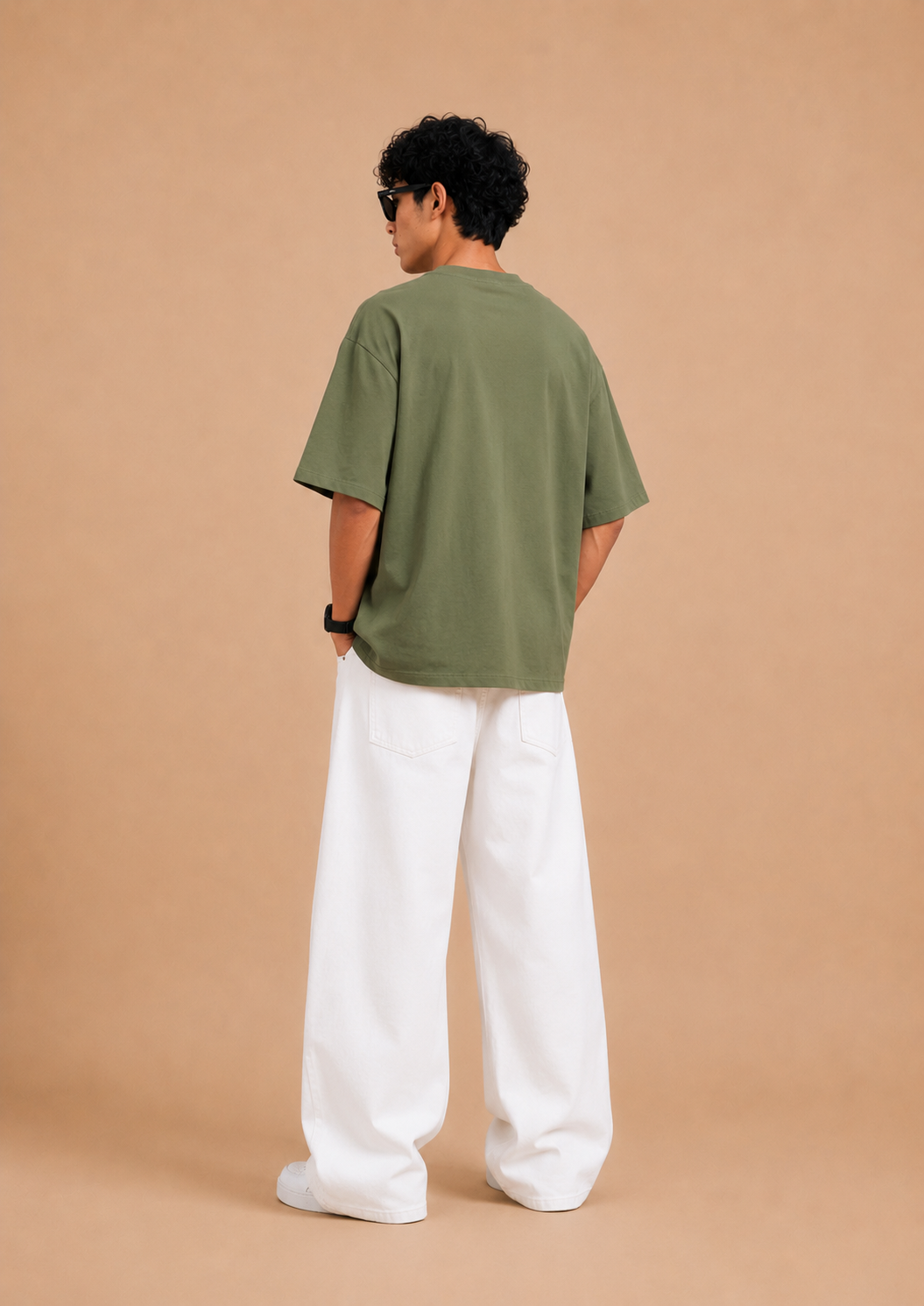Urban Heritage Oversized Cotton Drop Shoulder T-Shirt – Olive Green