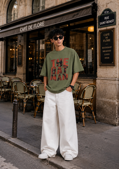 Urban Heritage Oversized Cotton Drop Shoulder T-Shirt – Olive Green