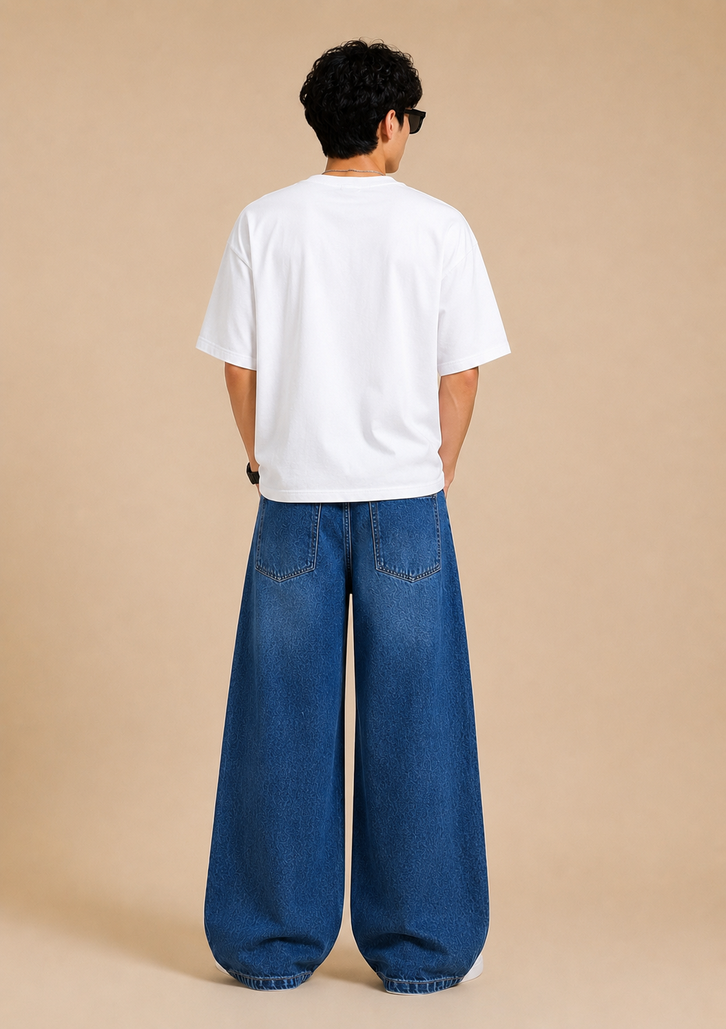 Midnight Frost Wide Leg Denim Jeans – Dark Blue Washed