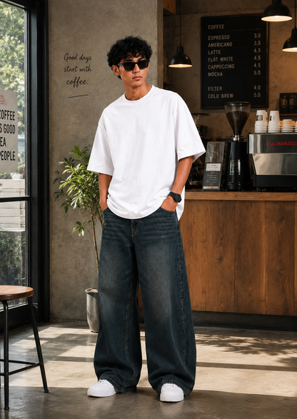 Light shade dark blue Urban Flow wide leg Jeans