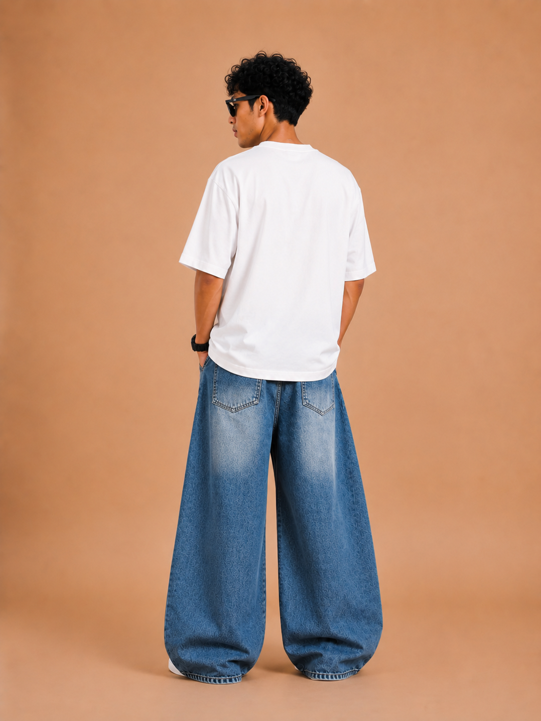 Blue Midnight Drift™ Wide-Leg Baggy Jeans