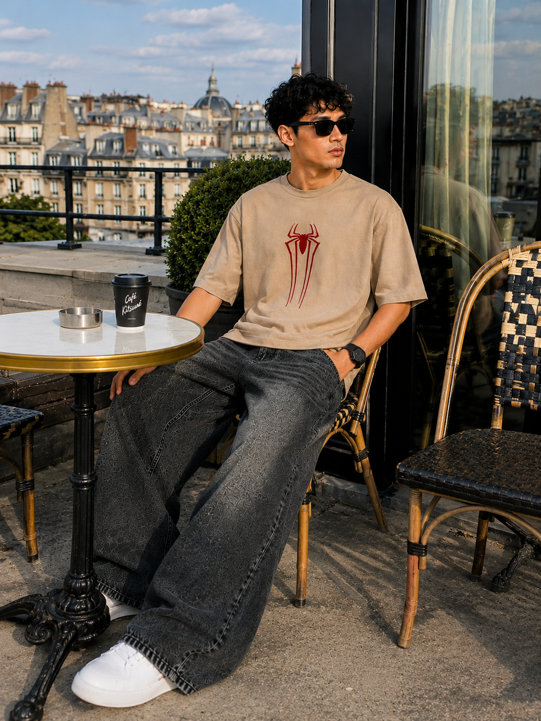 Spider Emblem Oversized Drop Shoulder T-Shirt – Premium Cotton Loose Fit