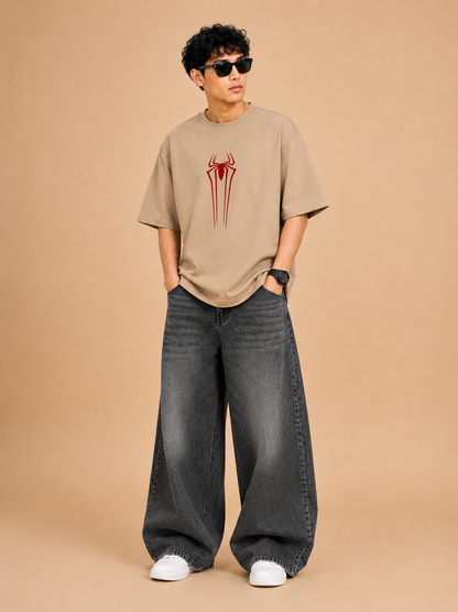 Spider Emblem Oversized Drop Shoulder T-Shirt – Premium Cotton Loose Fit